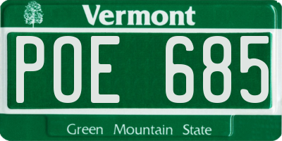 VT license plate POE685
