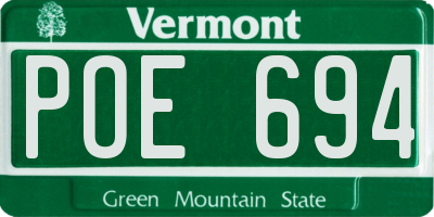 VT license plate POE694