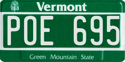 VT license plate POE695