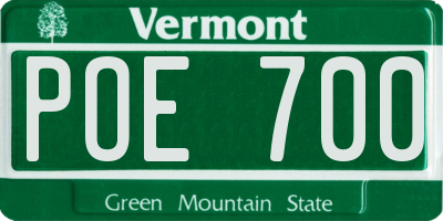 VT license plate POE700