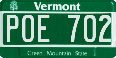 VT license plate POE702