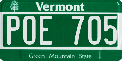 VT license plate POE705
