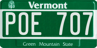 VT license plate POE707