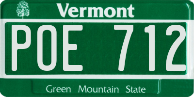 VT license plate POE712