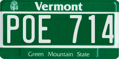 VT license plate POE714