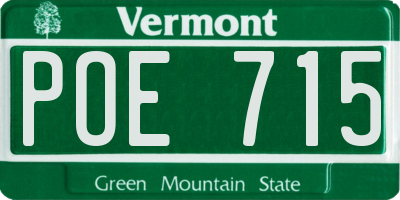 VT license plate POE715