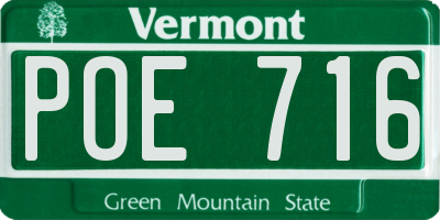 VT license plate POE716