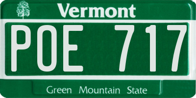 VT license plate POE717