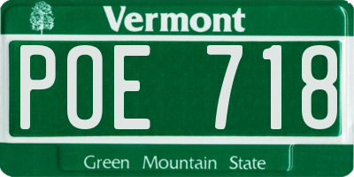 VT license plate POE718