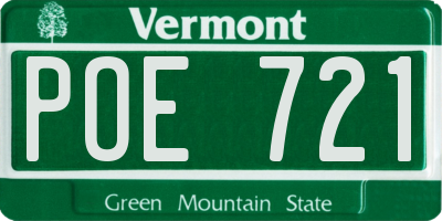 VT license plate POE721
