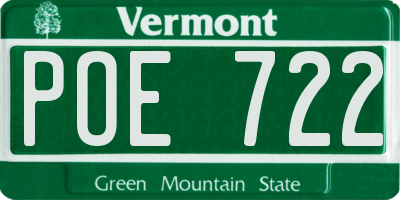 VT license plate POE722