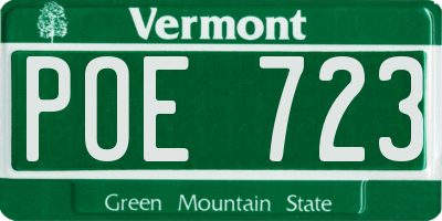 VT license plate POE723