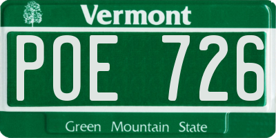 VT license plate POE726