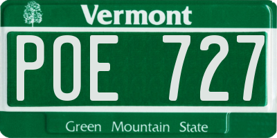 VT license plate POE727