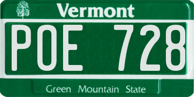 VT license plate POE728