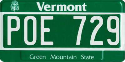 VT license plate POE729