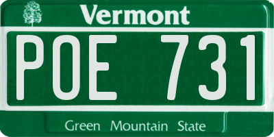 VT license plate POE731