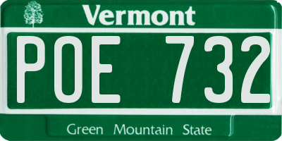 VT license plate POE732