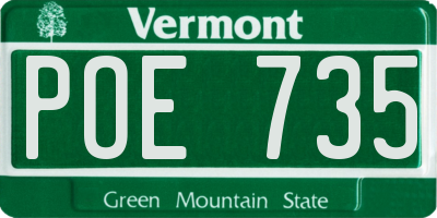 VT license plate POE735