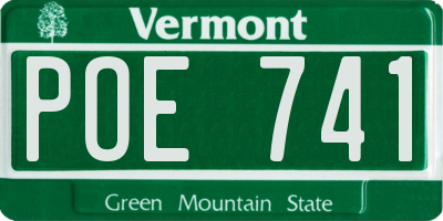 VT license plate POE741
