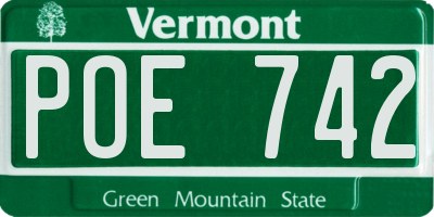 VT license plate POE742