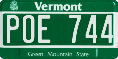VT license plate POE744
