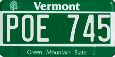 VT license plate POE745