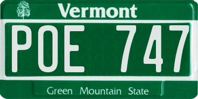 VT license plate POE747