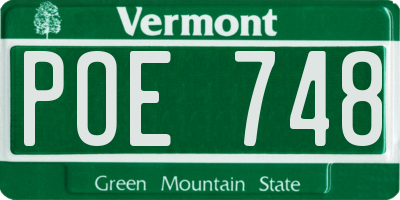 VT license plate POE748