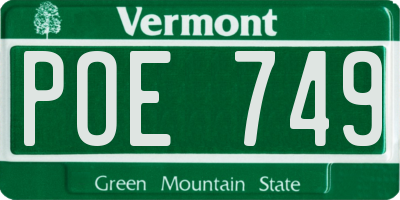 VT license plate POE749