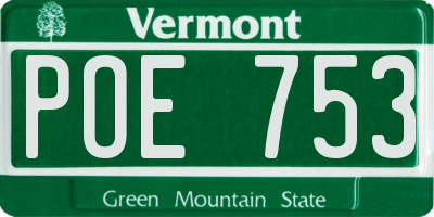 VT license plate POE753