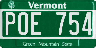 VT license plate POE754