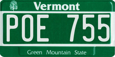 VT license plate POE755