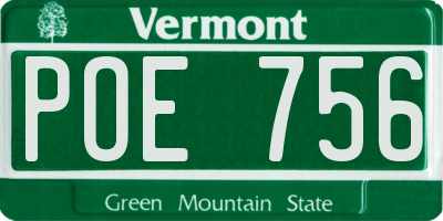 VT license plate POE756