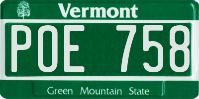 VT license plate POE758