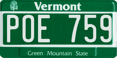 VT license plate POE759