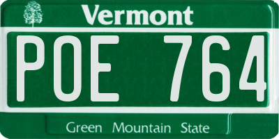 VT license plate POE764