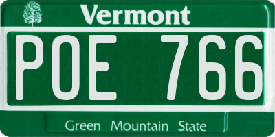 VT license plate POE766