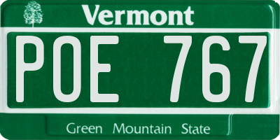 VT license plate POE767