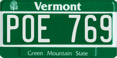 VT license plate POE769
