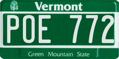 VT license plate POE772