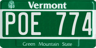 VT license plate POE774