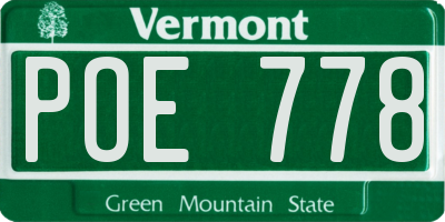 VT license plate POE778