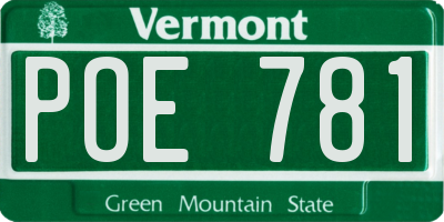 VT license plate POE781