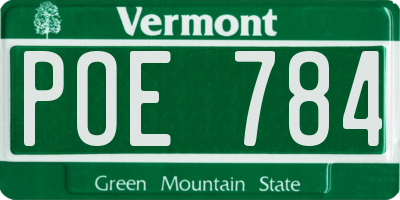 VT license plate POE784