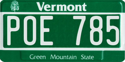 VT license plate POE785