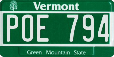 VT license plate POE794