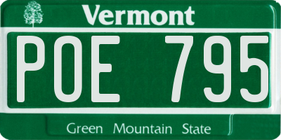VT license plate POE795