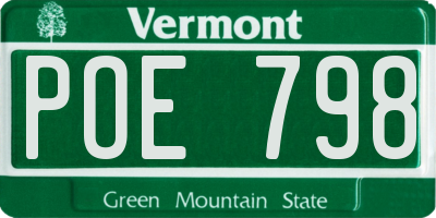 VT license plate POE798