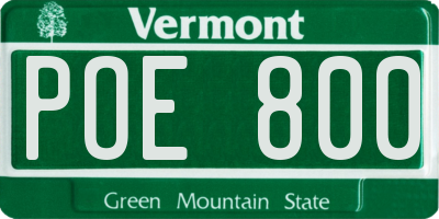 VT license plate POE800
